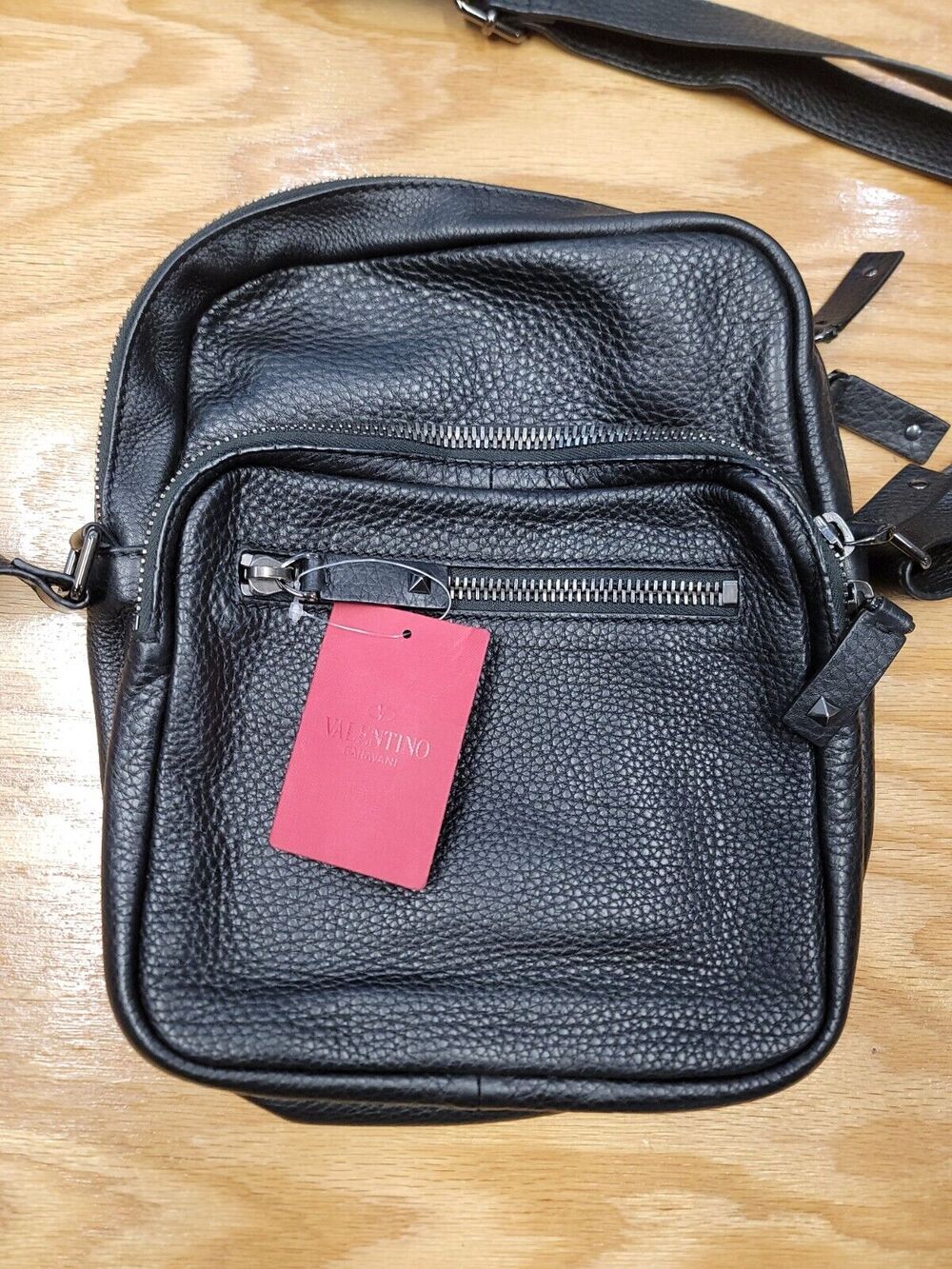 VALENTINO Garavani Mens Messenger Crossbody Leather Bag And Strap